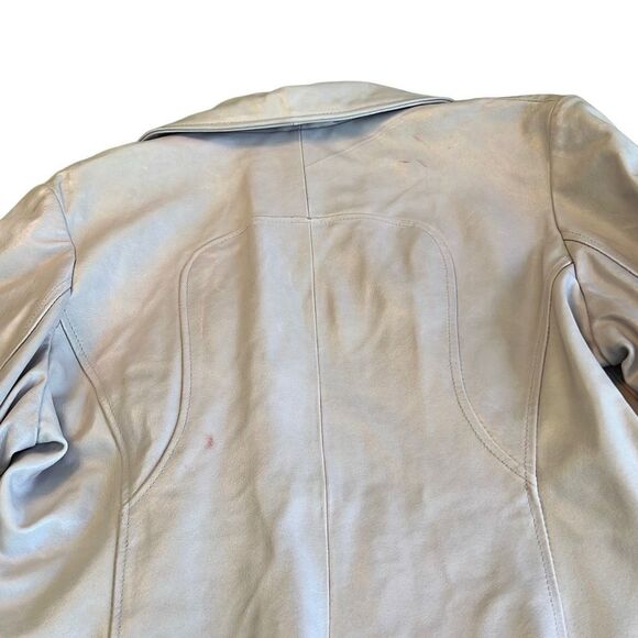 Maxima Wilsons Women's Very Light Pastel Pink Button Up Leather Jacket Large - Picture 5 of 11